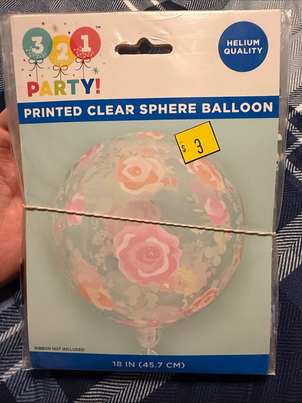 3 2 1 Party! Printed Clear Sphere Balloon - Pink Floral